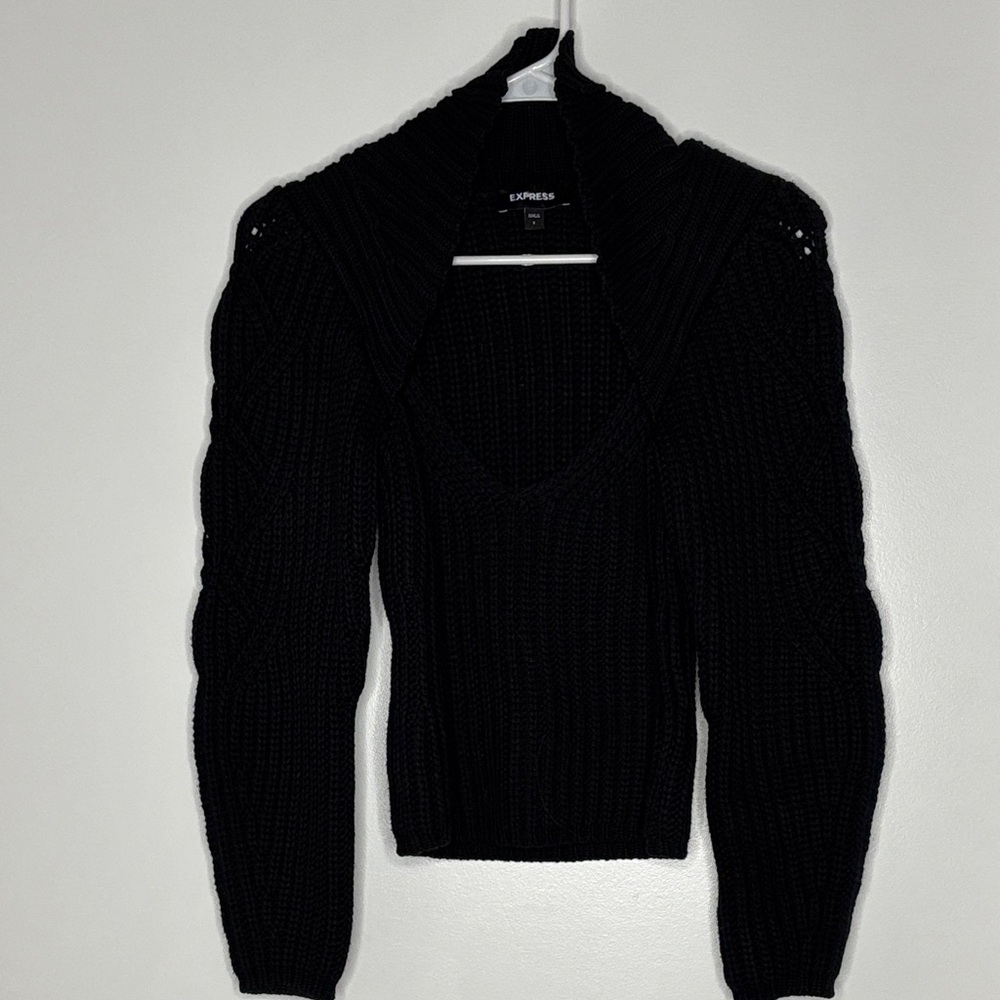 Express Women's Classic Black V-Neck Sweater